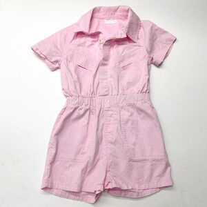 Leigh Tucker Pink Button-Up Romper Jumpsuit Girls